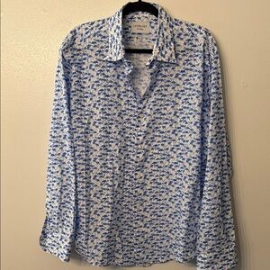 Ledbury Blue and White‎ Patterned Men's Casual Shirt